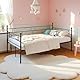 FetiNes Tagesbett Bettgestell 90x190 cm Bett, Metal Wasserdicht Familienbett Gästebett Metallbett Jugendbett Einzelbett Sofabett für Schlafzimmer Wohnzimmer passend, Schwarz