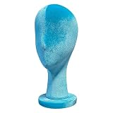 DE-LIANG Female Blue Head Mannequin, Velvet Wig Head Stand Dress Form, Head Model Can Wear Earring Head for Hat Wig Jewelry Clothing Fabric Head Model Rose Red 35cm