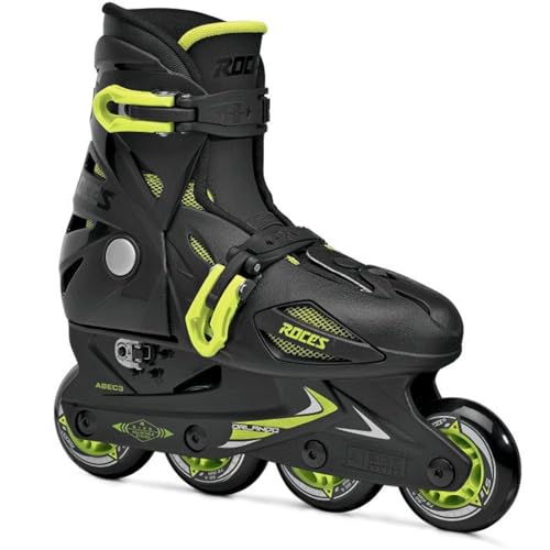 Roces USA Patins infantis Orlando 4.0 em linha, Black/Lime, US 9-12jr