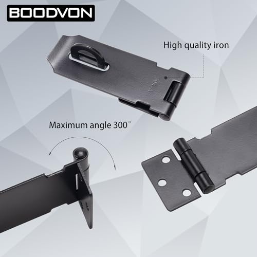 BOODVON Door Lock Hasp Latch, Iron Safety Packlock Clasp Hasp Lock Latch, Extra Thick Gate Lock Hasp with Screws Brushed Finish 2 Pack(3 Inch) - Image 3