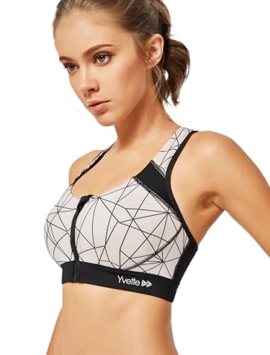 Yvette Racerback Sports Bras for Women High Impact Front Zip Supportive Wireless Workout Bra3