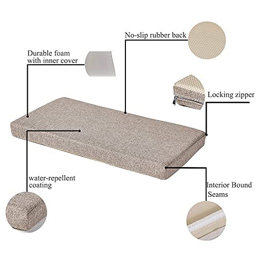 Bench Seat Memory Foam Chair Pads Non-Slip Rubber Back Indoor Swing/Settee Cushion 40 X 16 Inch, Khaki #TOP3