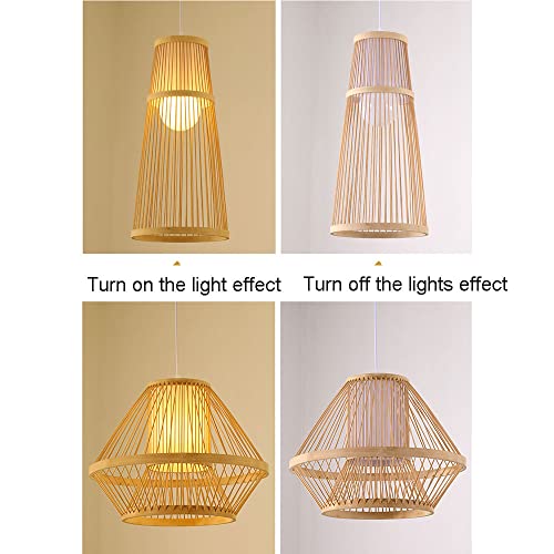 Lámpara colgante de bambú natural estilo zen industrial E27 para comedor 5
