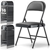 MAKE CHANGES 16 Pack PU Leather Padded Folding Chairs