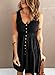 Acelitt Women Casual Summer 2025 Fashion V Neck Sleeveless Button Down Dresses Elastic Waist Pleated Mini A-Line Swing Dress Black Large