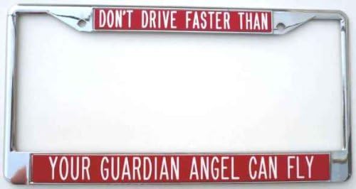 Gift for a Friend.Don't Drive Faster Than Your Guardian Angel Can Fly-red