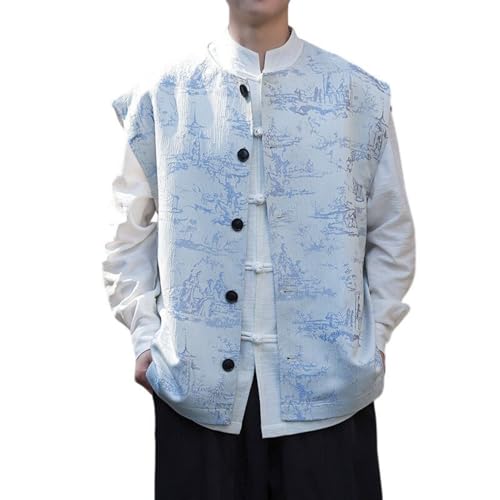 Gilet jacquard homme style chinois sans manches gilet décontracté léger été