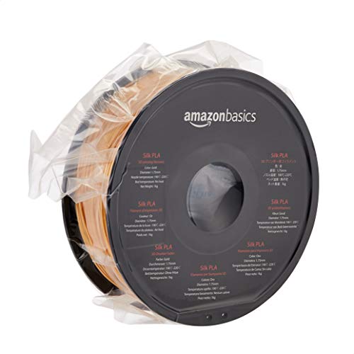 Image of Amazon Basics Silk PLA 3D Printer Filament for 3D Printing, 1.75mm, 1kg (2.2 lbs) Gold