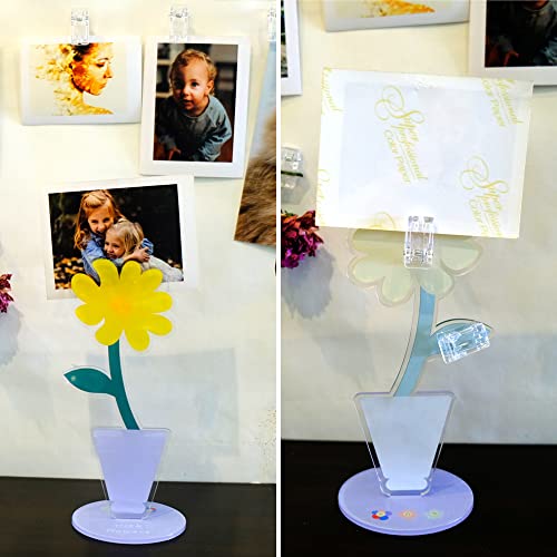 Desk Meno Holder Stand Set Of 4, Cute Flower Table Photo Display Clip Stand For Home Office Picture Memo Cards Paper Note Postcards Display #TOP4