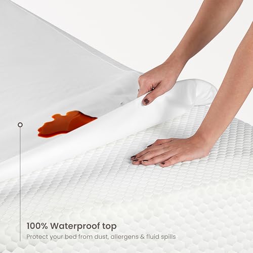 Bioweaves Organic Waterproof Mattress Protector – GOTS Certified Organic Cotton King Mattress Cover with Breathable Piqué Weave top Layer – 20 Inch Deep Pocket, White - Thumbnail 4