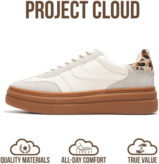 Project Cloud Platform Sneakers for Women Footwear - Memory Foam Insole Womens Shoes, Lightweight and Non-Slip Sole Lace Up Fashion Sneakers for Women 2026 (Volley) - Image 4