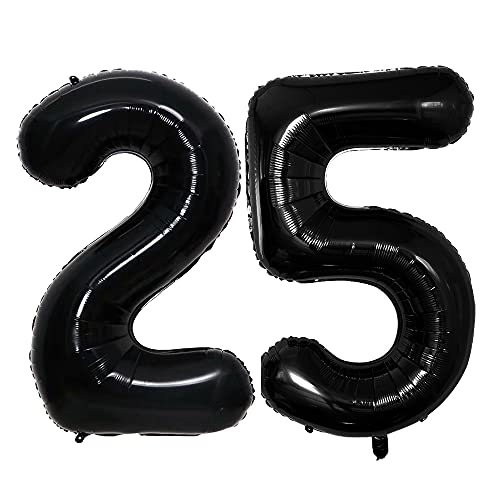 GOER Number 25 Balloons for 25th Birthday Party Decorations,42 Inch Jumbo Foil Helium 52 Balloons for 52nd Birthday Party Decoration (Black)