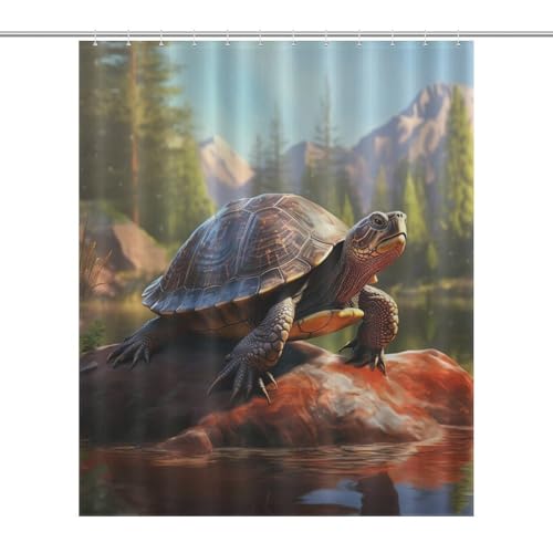 Rideau baignoire anti éclaboussure tortue de mer lavable en machine