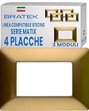 Bratek 4X Placca 3 Moduli Compatibile con Placche BTicino Matix