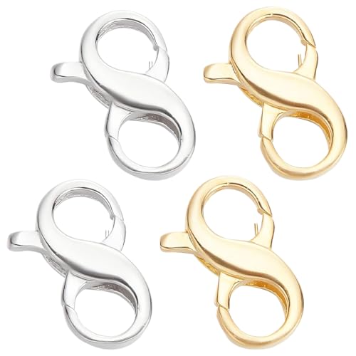 UEIOAVL Chiusure per gioielli 4 chiusure per aragosta, chiusure per moschettoni per la creazione di gioielli, chiusure per bracciali a catena, gioielli, fai da te, chiusure in acciaio inossidabile