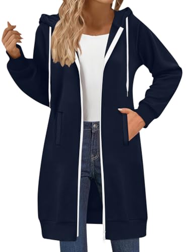 Sweat à capuche femme long zippé veste confortable Onsoyours