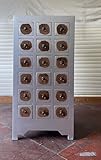 Colore: argento Armadietto antico, per farmacia, armadietto da ufficio, farmacia, credenza con 18 cassetti, larghezza 58 x altezza 118 cm, colore: argento
