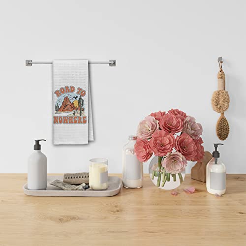 Dibor Retro Western Country Music Road To Nowhere Kitchen Towels Dish Towels Dishcloth,Retro Western Absorbent Drying Cloth Hand Towel Tea Towel For Bathroom Kitchen,Country Music Lover Gifts #TOP3