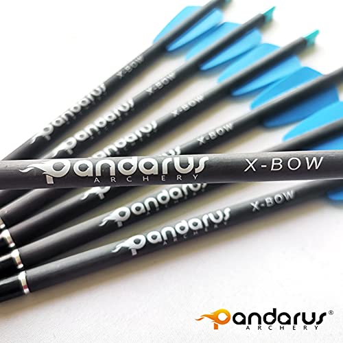 Pandarus Archery Carbon Crossbow Bolts Arrow 7.5" Inch Fletched 2" Vanes With Field Point For Outdoor Hunting Shooting Pack Of 12 (Blue) #TOP3