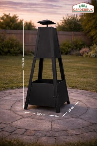 GARDEBRUK Pyramid Patio Heater with Lockable Door and Poker Black - Image 3
