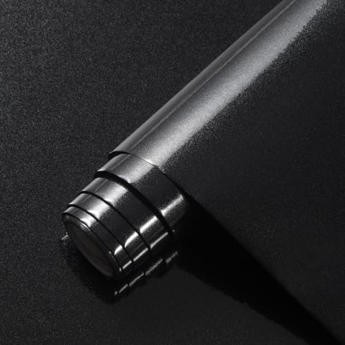 DULEIXUFHEE Black Contact Paper Glossy Wallpaper Peel and Stick, Glossy Finish Wall Paper for Kitchen Countertop Cabinet Table Easy Clean Self Adhesive Removable Vinyl Wallpaper, 15.7'x78.7'