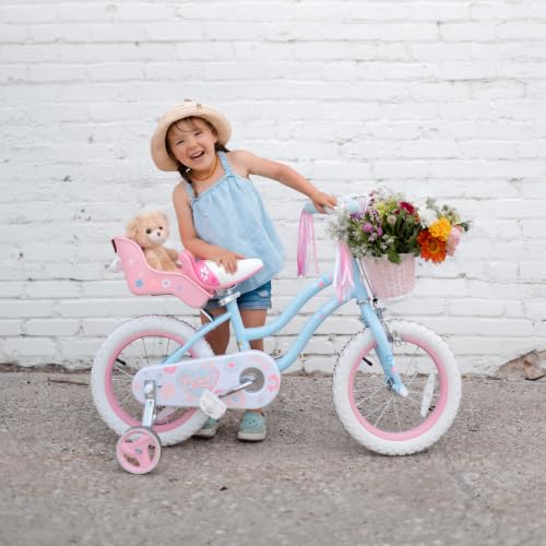Image of Glerc Petal Girls Bike 12-18 Inch for Ages 2-9, Kids Bike with Training Wheels, Basket & Streamers, Princess Style Kids Bicycle, for Girls