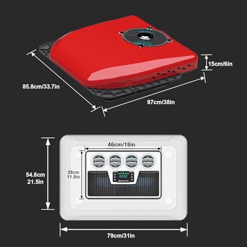 12V RV Roof Air Conditioner, Top-Mounted Parking AC, Fast Cooling Scroll Compressor for Trucks, Trailers, Fifth Wheels, Golf Carts, Motorhomes, Vans, Buses (White)