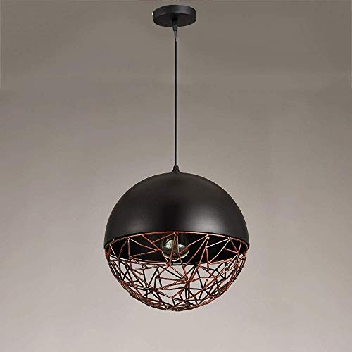 Lustre industriel vintage cage métal noir pour ambiance bistrot salle à manger