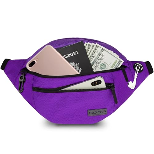 Image of MAXTOP Large Crossbody Fanny Pack with 4-Zipper Pockets,Gifts for Enjoy Sports Festival Workout Traveling Running Casual Hands-Free Wallets Waist Pack Phone Bag Carrying All Phones