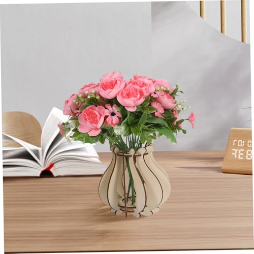 Jarrón de madera de escritorio UKCOCO para arreglos florales 7