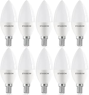 STANBOW E14 LED Candle Light Bulbs, 5W 400lm SES Candle Bulb 40w Equivalent, 3000K Warm White, Non Dimmable, Small Screw Candle for Chandelier, Pack of 10