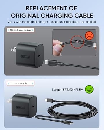 60W AC Power Adapter Switch 2 Charger - [2Pack] Fast Charger USB C Cables