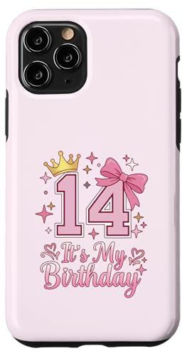 It's My 14�΂̒a���� ���̎q �R�P�b�g���{�� �s���N 14�� �X�}�z�P�[�X iPhone 11 Pro �p