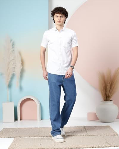 Image of Majestic Man Slim Fit Pure Cotton Half Sleeve Solid Casual Shirt