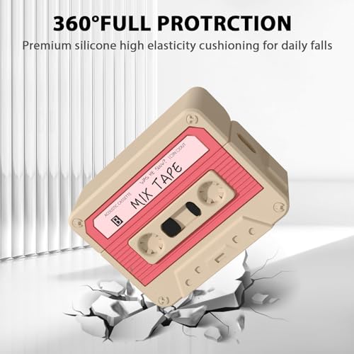 Image of AirPods Pro 2 Case Cover, KOREDA Funny Cassette Tape Design Case for Airpods Pro 2nd Generation /1st Generation (2023 /2022 /2019), Cute Cartoon Fashion Silicone Protective Cover for Women Men (Pink)