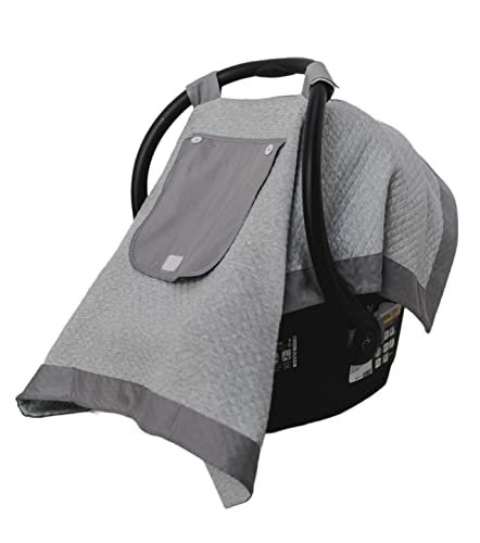 Image of Baby Car Seat Covers for Babies - Canopy Infant Seats Cover for Newborn Girl boy, Cotton Breathable & Lightweight with Sun Shade Window, Canopies Carriers Accessories Cold & Warm Weather Grey