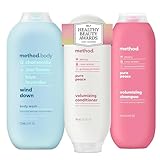 Bundle of Method Wind Down Body Wash, 18 oz (Pack of 1) + Method Pure Peace Volumizing Shampoo, 14 oz (Pack of 1) + Method Pure Peace Volumizing Conditioner, 13.5 oz (Pack of 1)