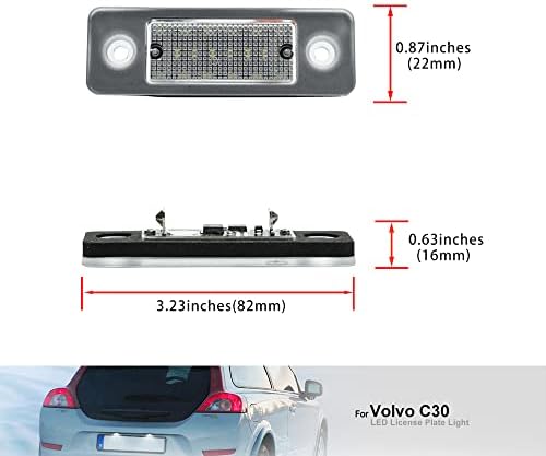 NSLUMO 2pcs LED License Plate Number Lights Compatible With Vo/lvo C30 2006-2013 White LED Car Lamp OEM#:31213991