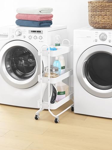 Whitmor 3-Tier Slim Cart - Kitchen, Pantry, Bathroom Rolling Storage