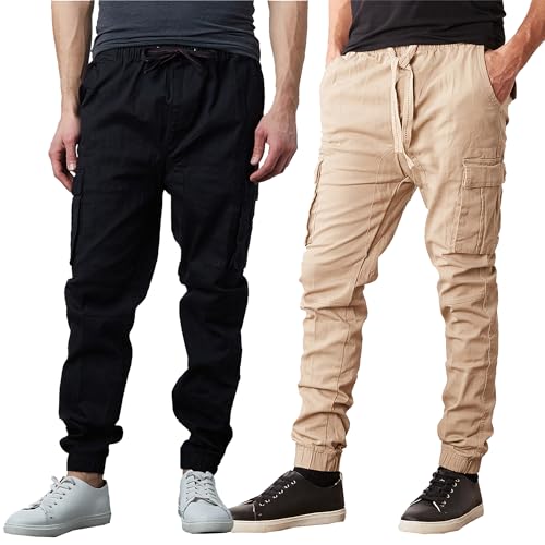 Galaxy by Harvic 2-Pack Men's Cotton Flex Stretch Cargo Jogger Pants (Sizes, S-2XL) - Main Image