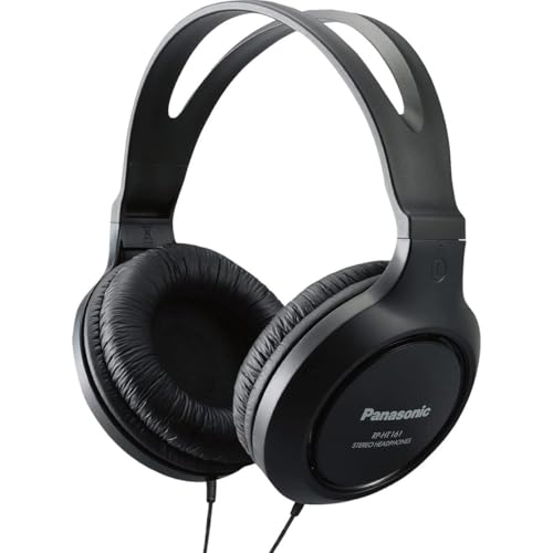 Panasonic Headphones, Lightweight Over the Ear Wired Headphones with Clear Sound and XBS for Extra Bass, Long Cord, 3.5mm Jack for Phones and Laptops – RP-HT161-K (Black)