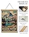 HUARCEY Grand Teton National Park Wall Art 12x16 Hanging Scroll, Vintage Wooden Frame Mountain Lake Landscape Canvas Painting Print, Retro Nature Travel Poster Rustic Cabin Bedroom Office Décor