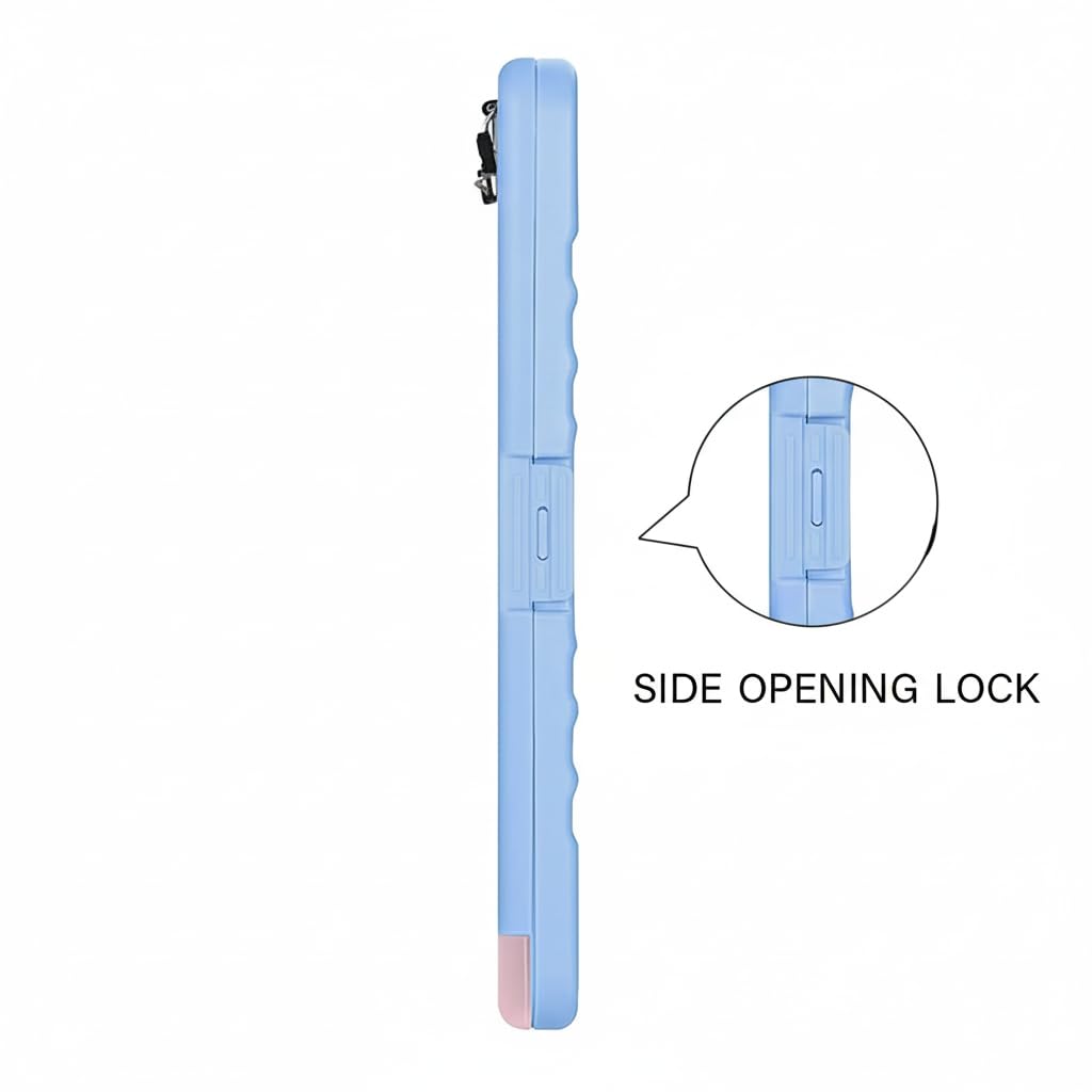 oddpod™ Moto Heavy Duty Clipboard with Side Opening/Clip Pad with Low Profile Clip for Dual Storage of A4 Papers and Pen Holder (Powder Blue) 4