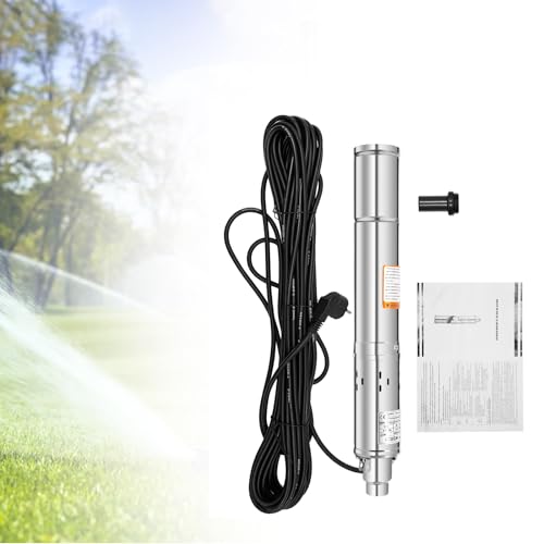 Pompa per fontana profonda 250 W, 3 con cavo da 20 m, portata massima 1600 l, altezza massima di mandata 80 m, IP68 2850 r/min in acciaio inox per fontane, irrigazione di fattorie