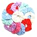 Luxxii Fancy Pastel Colorful Cotton Scrunchies Ponytail Holder Elastic Hair Bands 4 inch (Pastel Scrunchies, 12 Count)