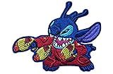 Lilo with Cartoon Stitch with Guns Embroidered 3.5' Tall Iron on Patch