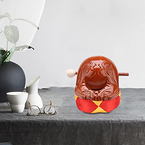 Wooden Fish Buddhist Ornaments Wooden Instrument Mallet Temple Block Drum Percussion Zen Drum For Home Office Desktop Decor Decoration, A #TOP4