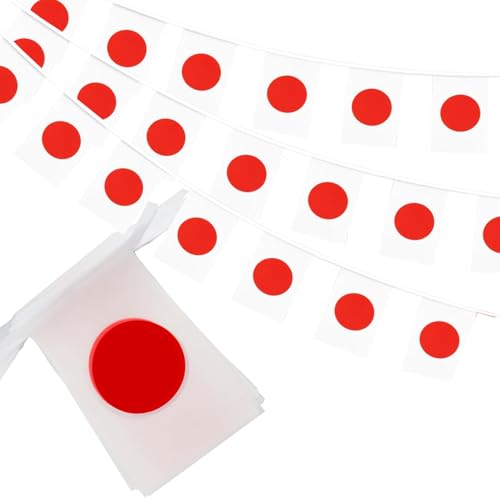 Image of Japan Flags Japanese String Flag Banners for Patriotic Events Independence Day Sports Bars Inside Outside Decorations 33 Feet 30 Flags