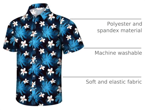 Image of Hawaiian Shirt for Men Tropical Shirts Summer Beach Button Down Short Sleeve Luau Aloha Floral Cruise Vacation Outfit 2026
