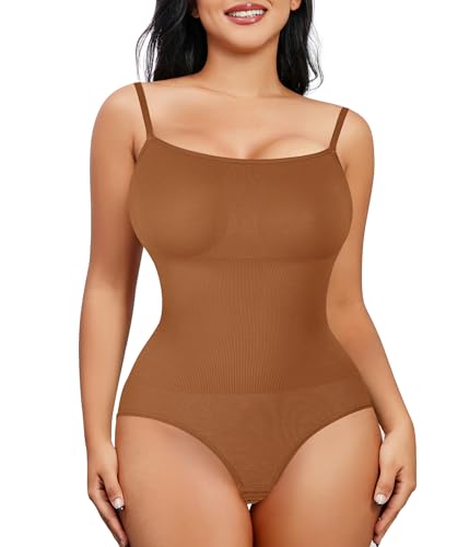 Image of Nebility Shapewear Bodysuits for Women - Tummy Control Square Neck Bodysuit Seamless Full Body Shaper Going Out Top
